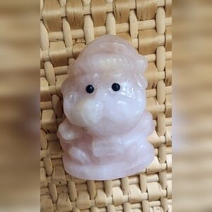 🎄Natural Rose Quartz With Golden Healer Streaks Carved Santa Claus